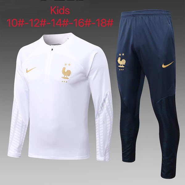 Kinder Trainings-Sweatshirt Frankreich 2023 Weiß Blau